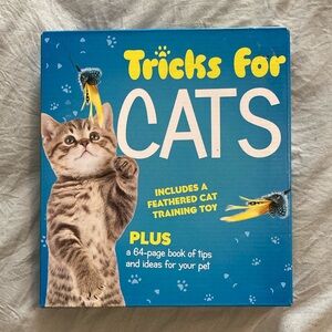 Tricks for Cats Book with Feathered Cat Training Toy - Blue